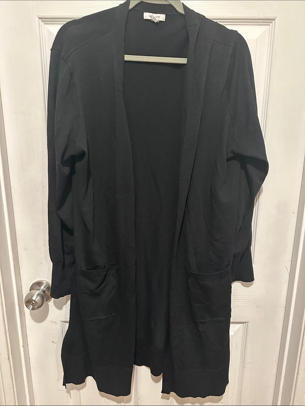 Nine West Black Open-Front Long Cardigan